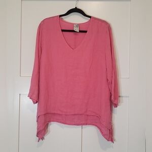 La Fixsun Linen 100% Made In USA Oversized Size Medium Pink Cottagecore